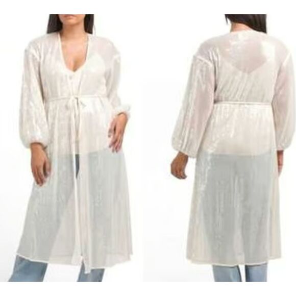 Hutch Anthropologie Jackson Sequin-Embellished Duster White Size S - Picture 2 of 6